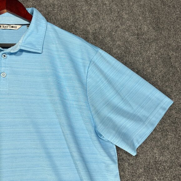 Black Clover Polo Shirt Mens XL Blue Short Sleeve Live Lucky SLeeve Logo - Picture 3 of 8
